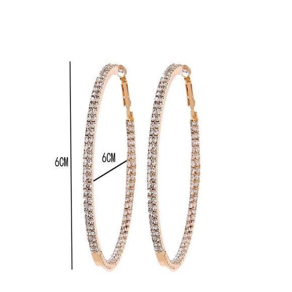 💕 Sparkling & stunning rhinestone goldtone hoops 💕 - Picture 4 of 7
